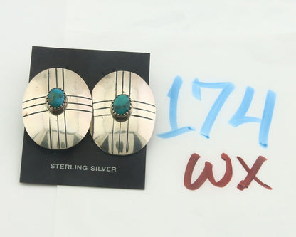 Navajo Earrings 925 Silver Handmade Concho Natural Turquoise Native Artist C80s