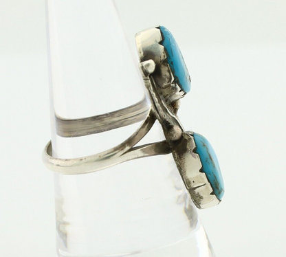 Navajo Ring 925 Silver Blue Turquoise Artist Signed K C.80's