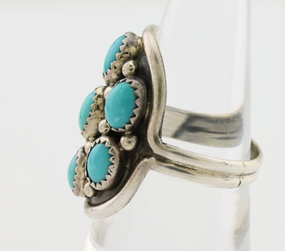 Navajo Handmade Ring 925 Silver Kingman Turquoise Artist Signed R C.80's