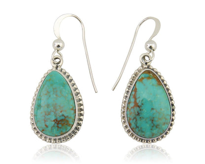 Navajo Dangle Earrings 925 Silver Natural Turquoise Artist Signed Montoya C.80's