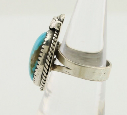 Navajo Ring 925 Silver Natural Blue Turquoise Native American Artist C.80's