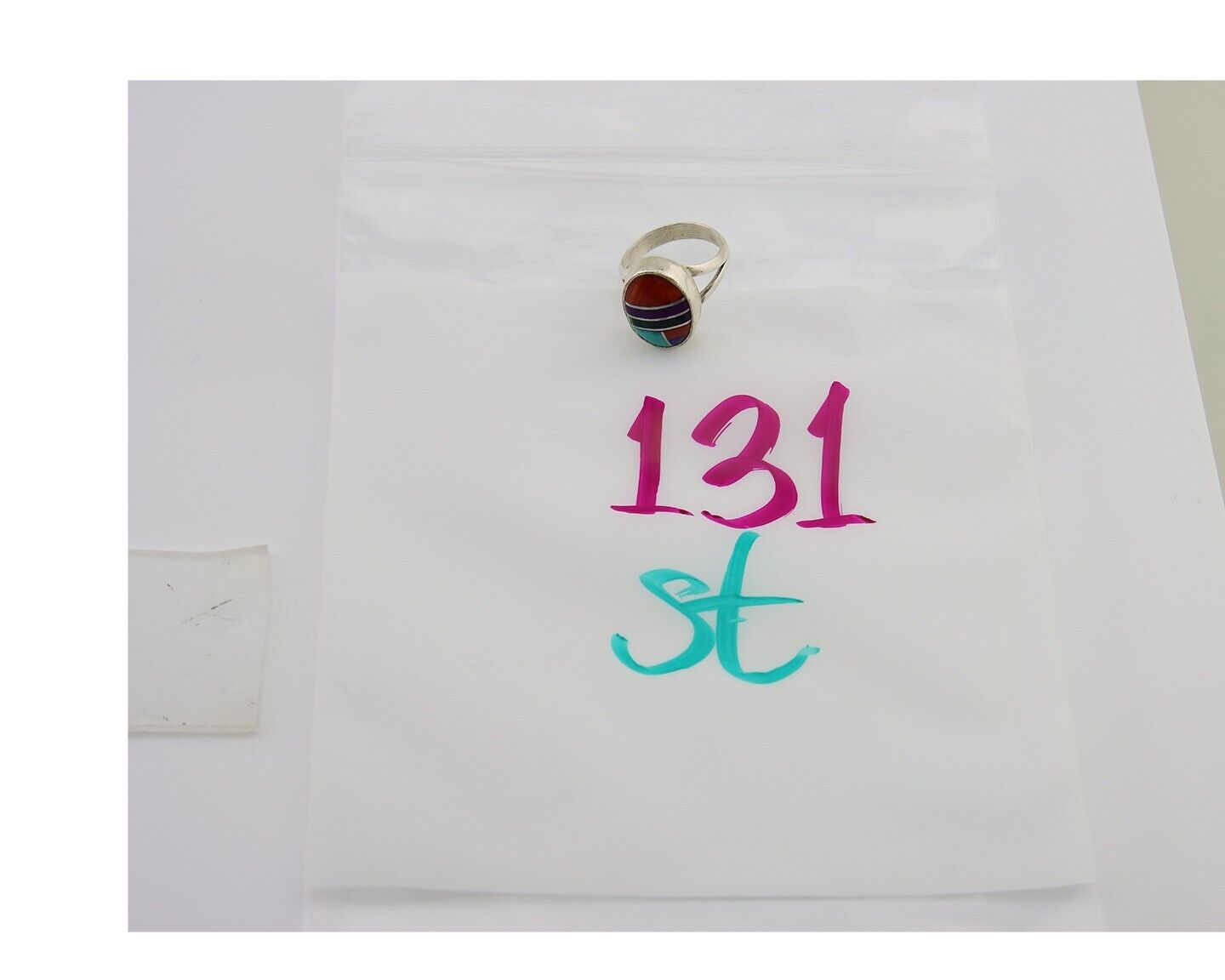 Navajo Ring 925 Sterling Silver Natural Gemstones Artist Signed Sunrise C.80's