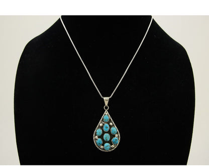 Navajo Necklace 925 Silver Natural Blue Turquoise Artist Signed B Yazzie C.80's