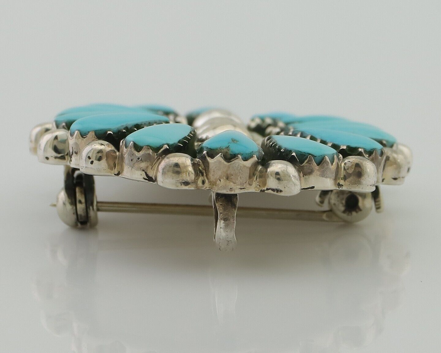 Navajo Pin Pendant 925 Silver Blue Turquoise Signed Benson Yazzie C.80's