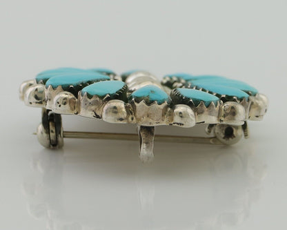 Navajo Pin Pendant 925 Silver Blue Turquoise Signed Benson Yazzie C.80's