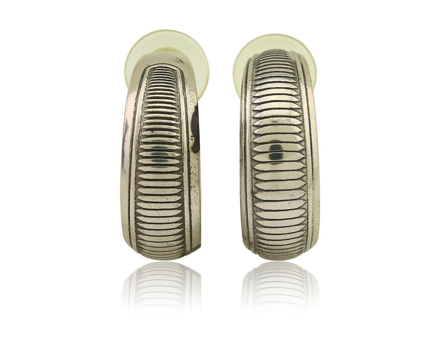 Navajo Earrings 925 Silver Half Hoop Native American Artist C.80's