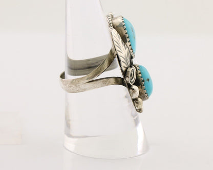 Navajo Handmade Ring 925 Silver Natural Tuquoise Artist Signed JM C.80's