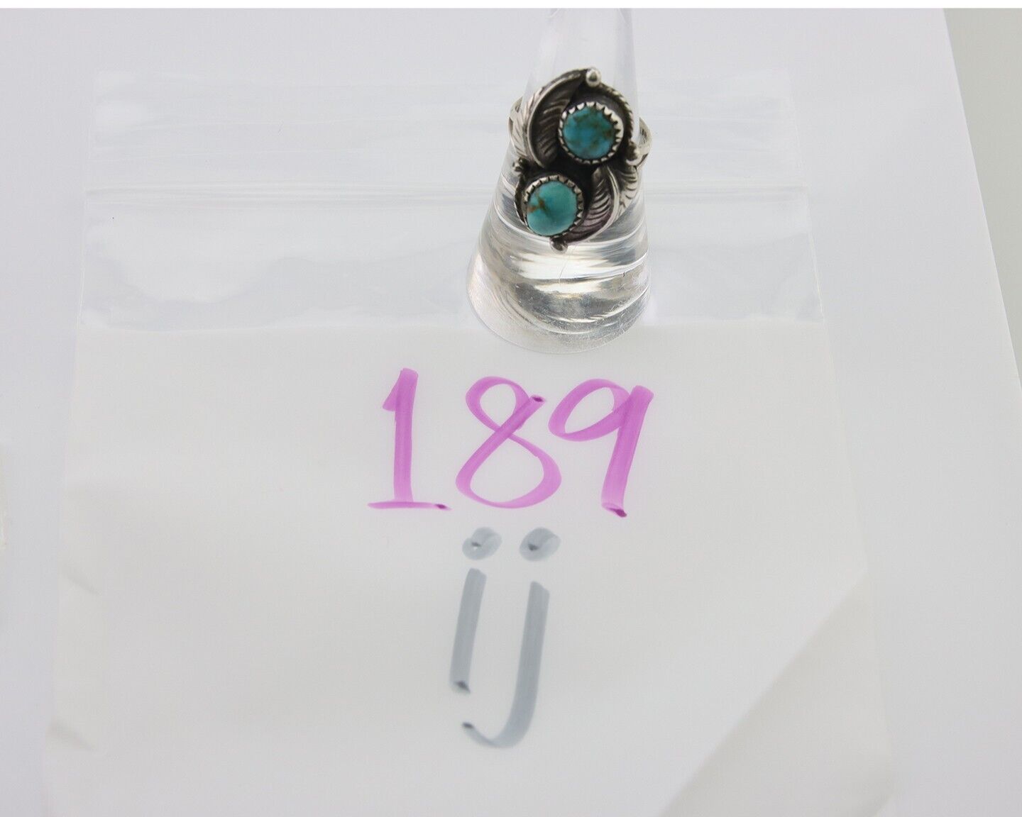 Navajo Ring 925 Silver Natural Turquoise Artist Signed MC C.80's Size 7.0