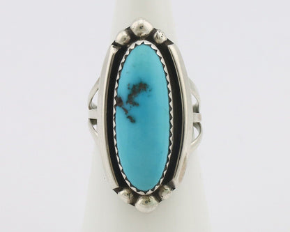 Navajo Ring .925 Silver Sleeping Beauty Turquoise Signed SkyStone Creations C80s