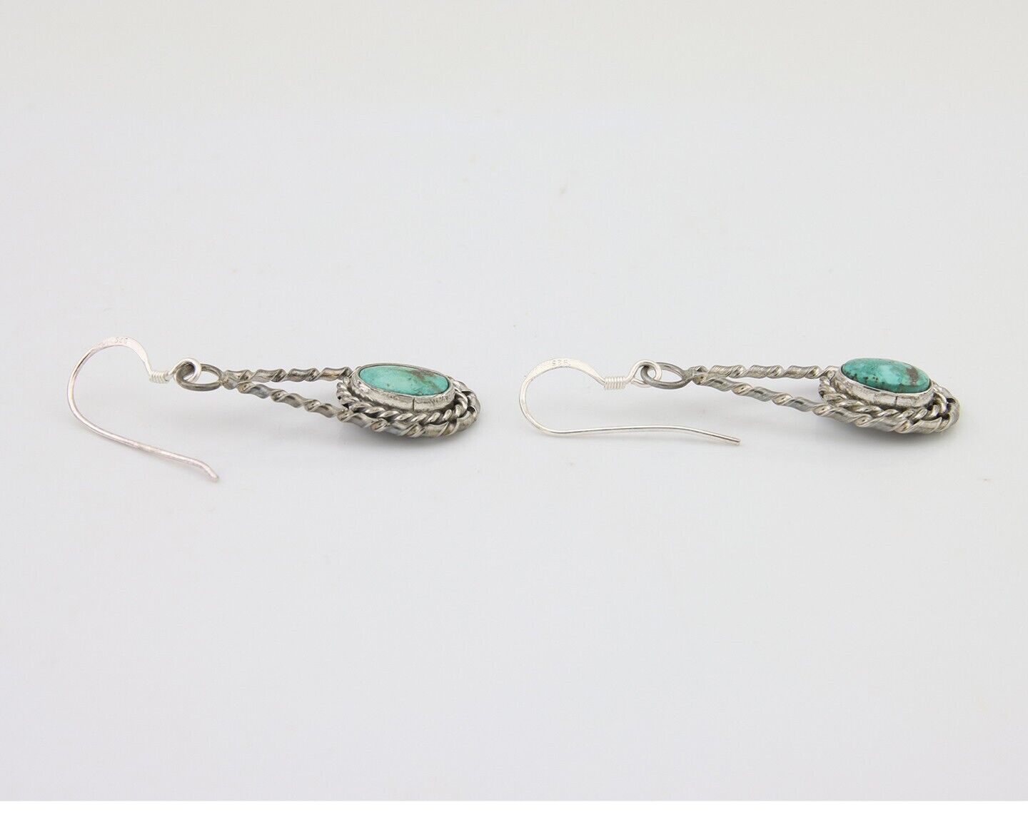 Navajo Dangle Earrings 925 Silver Natural Blue Turquoise Native Artist C.80's