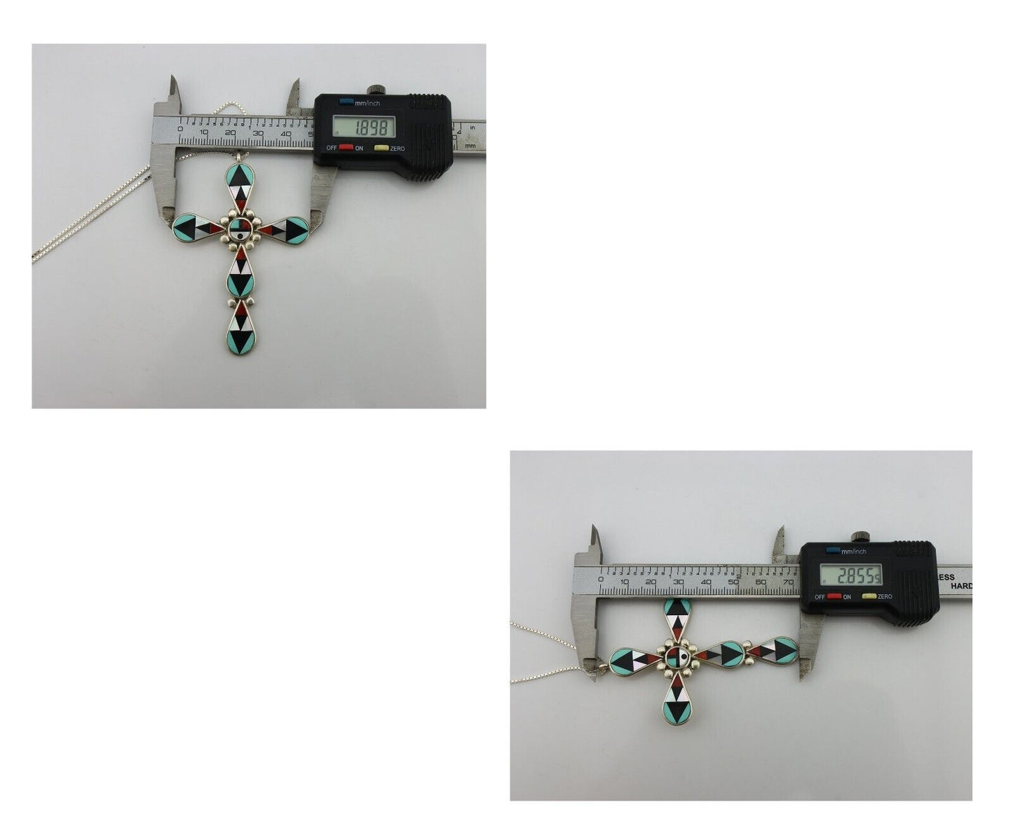 Zuni Cross Pendant 925 Silver Natural Gemstone Zeno & Maryann Edaaki C.80's