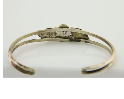 Navajo Cuff Bracelet Blue Turquoise 925 Silver Native Artist Signed BD C.80's