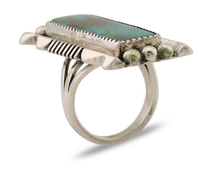 Navajo Hamdmade Ring 925 Silver Kingman Turquoise Artist Signed B C.80's