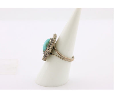 Navajo Ring 925 Silver Blue Turquoise Native American Artist C.80's