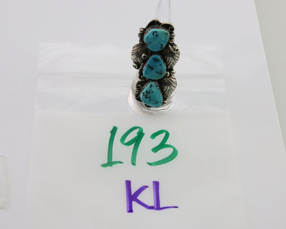 Navajo Handmade Ring 925 Silver Hand Cut Turquoise Native Artist C.80's
