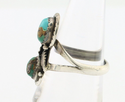 Navajo Ring 925 Silver Natural AAA Blue Turquoise Artist Signed Tom Willeto C80s