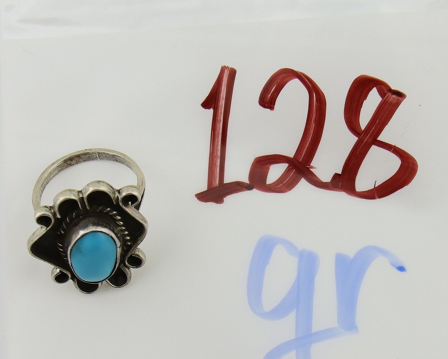 Navajo Handmade Ring 925 Silver Natural Arizona Turquoise Artist C.80's