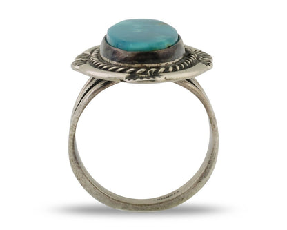 Navajo Ring 925 Silver Natural Turquoise Native American Artist C.80's
