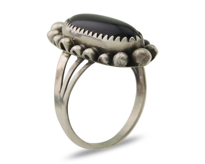 Navajo Handmade Ring 925 Silver Black Onyx Artist Signed SC C.80's