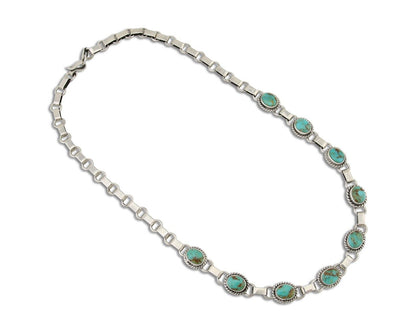 Navajo Turquoise Necklace 925 Silver Natural Blue Native American Artist C.80's
