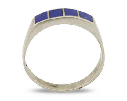 Navajo Handmade Ring 925 Silver Natural Lapis Lazuli Artist Signed SC C.80's