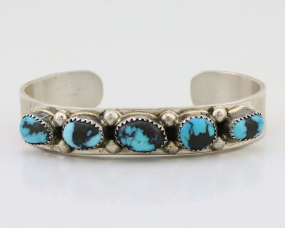 Navajo Cuff Bracelet 925 Silver Natural Turquoise Signed C Jones C.80's