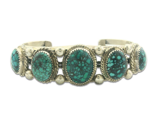 Navajo Bracelet 925 Silver Turquoise Cuff Artist Signed L Begay C.80's