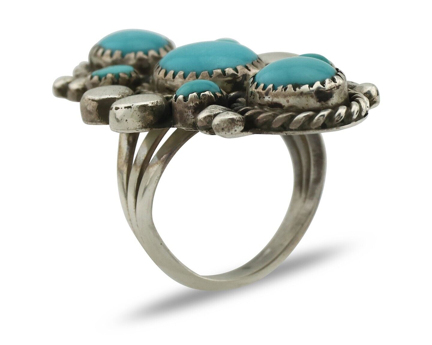Navajo Ring 925 Silver Blue Turquoise Artist Signed M Charlie C.80's