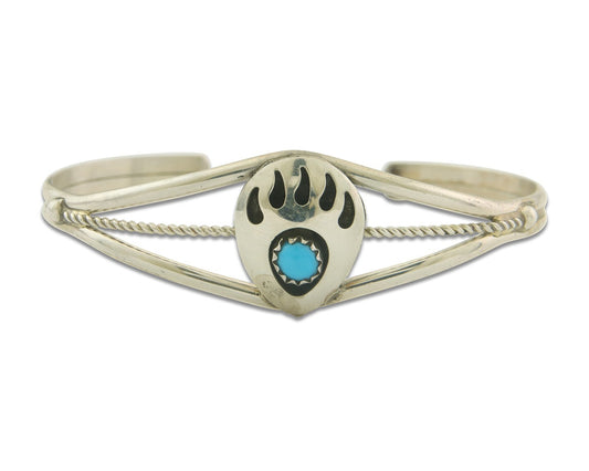 Navajo Bracelet 925 Silver Handmade Animal Claw Cuff Native American Artist C80s