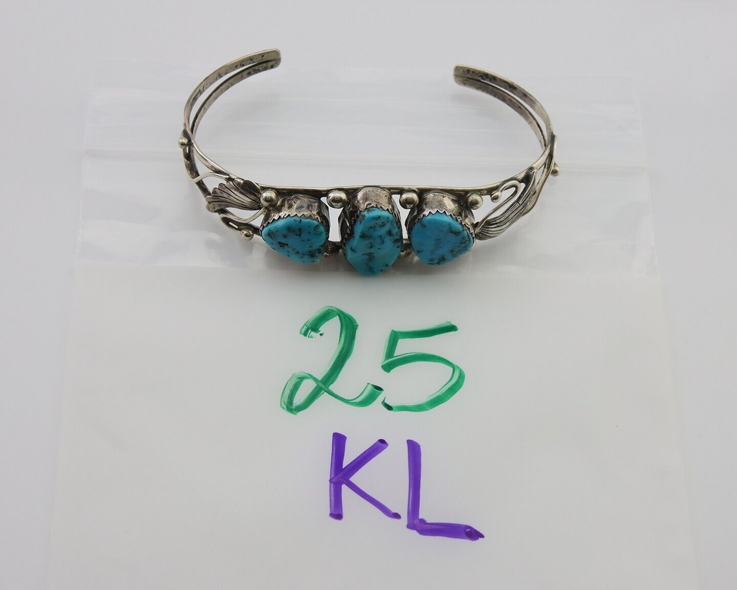 Navajo Bracelet 925 Silver Sleeping Beauty Turquoise Native American C.80's