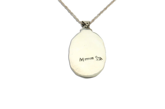 Navajo Necklace 925 Silver Natural Turquoise Artist Signed M Montoya C.80's