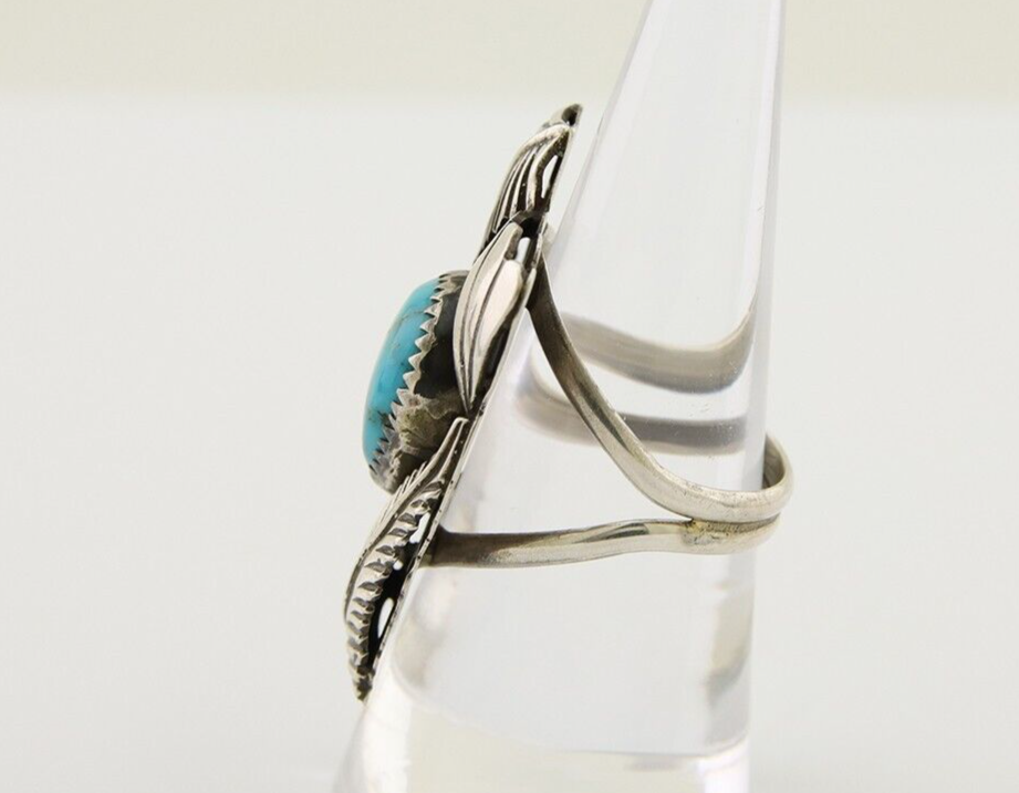 Navajo Ring 925 Silver Natural Blue Turquoise Native American Artist C.80's