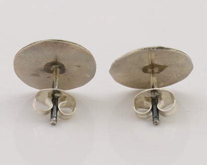 Navajo Handmade Earrings 925 Silver Natural Turquoise Native Artist C.80's