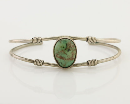 Navajo Bracelet 925 Silver Natural Green Turquoise Native American Artist C.80's