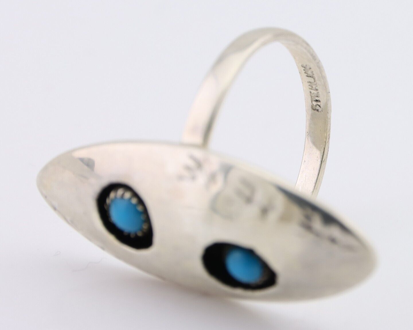 Navajo Ring 925 Silver Natural Blue Turquoise Native American Artist C.80's