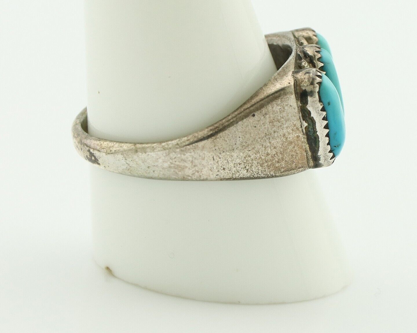 Zuni Ring .925 Silver Natural Sleeping Beauty Turquoise Signed R. LULE C.80's