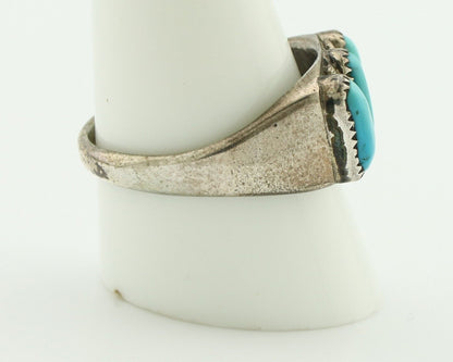 Zuni Ring .925 Silver Natural Sleeping Beauty Turquoise Signed R. LULE C.80's