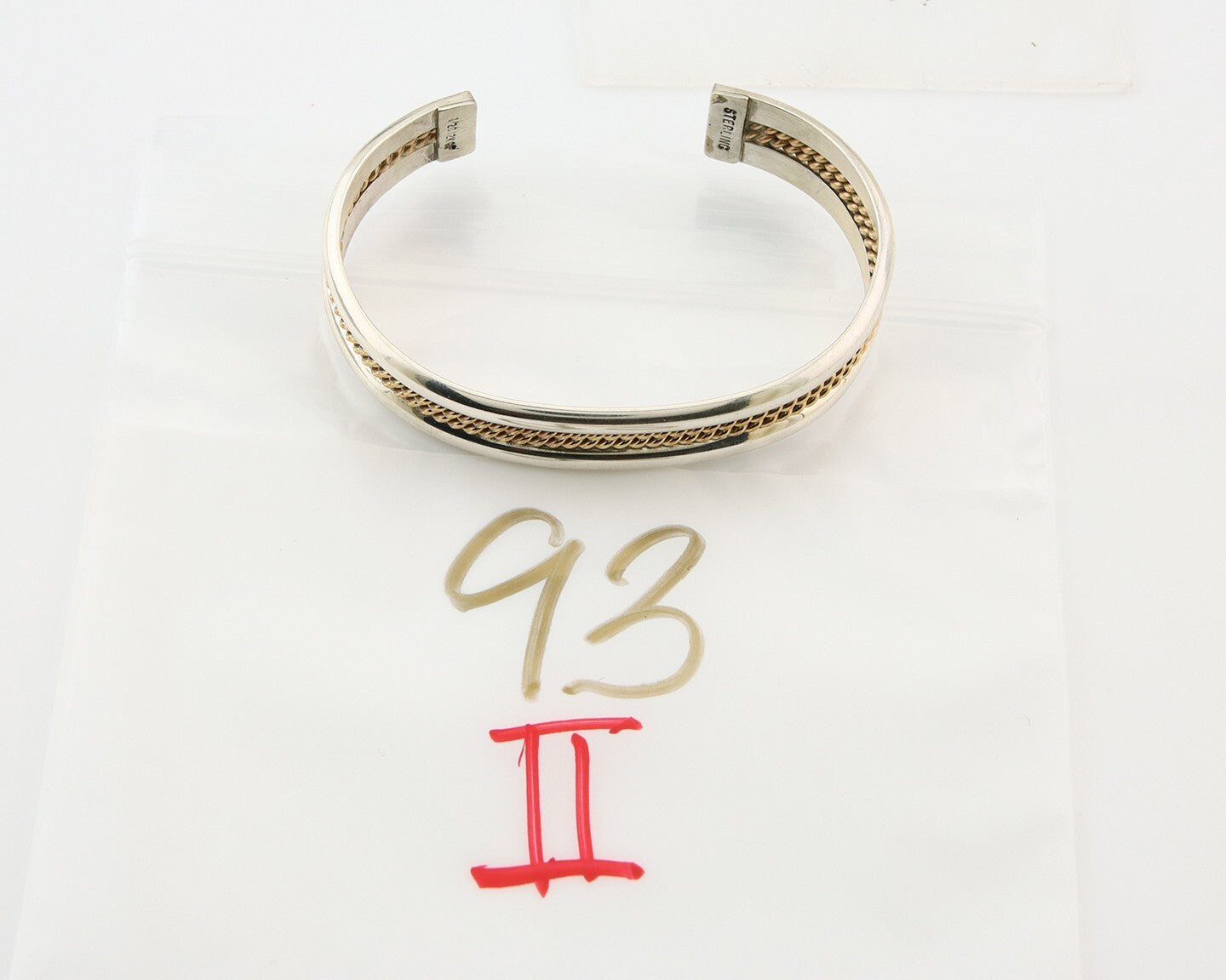 Navajo Bracelet 925 Silver Native American Handmade Yellow Gold Plated Cuff C80s