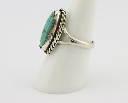 Navajo Ring 925 Silver Kingman Turquoise Native American Artist C.80's