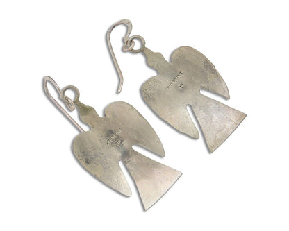 Navajo Thunderbird Earrings 925 Silver Natural Turquoise Native Artist C.80's