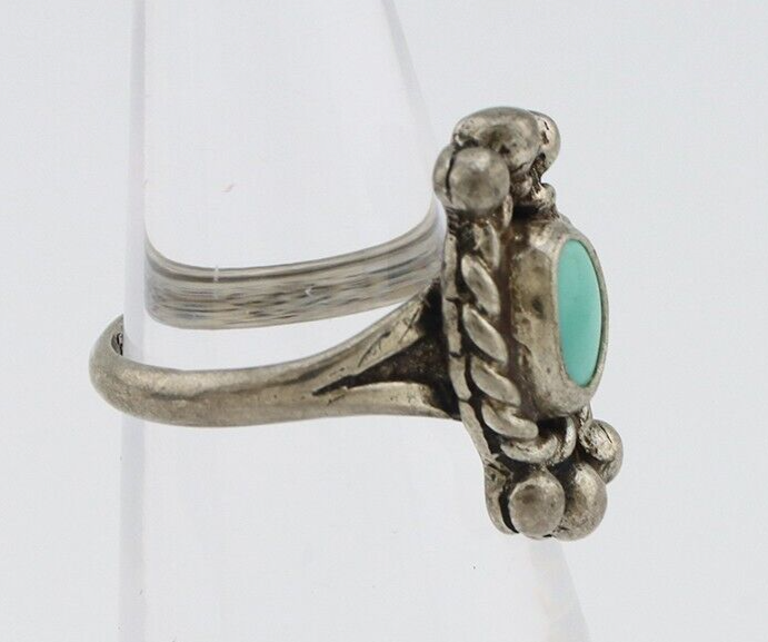 Navajo Ring 925 Silver Natural Blue Turquoise Native American Artist C.1980's