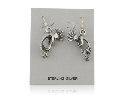 Navajo Kokopelli Dangle Earrings 925 Silver Native American Artist C.80's