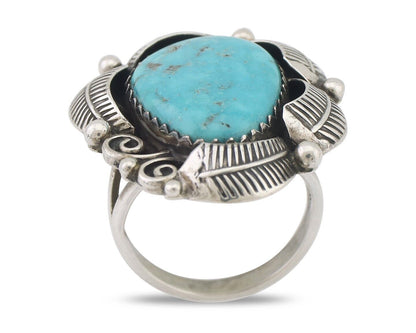 Navajo Ring 925 Silver Natural Blue Turquoise Native American Artist C.80's