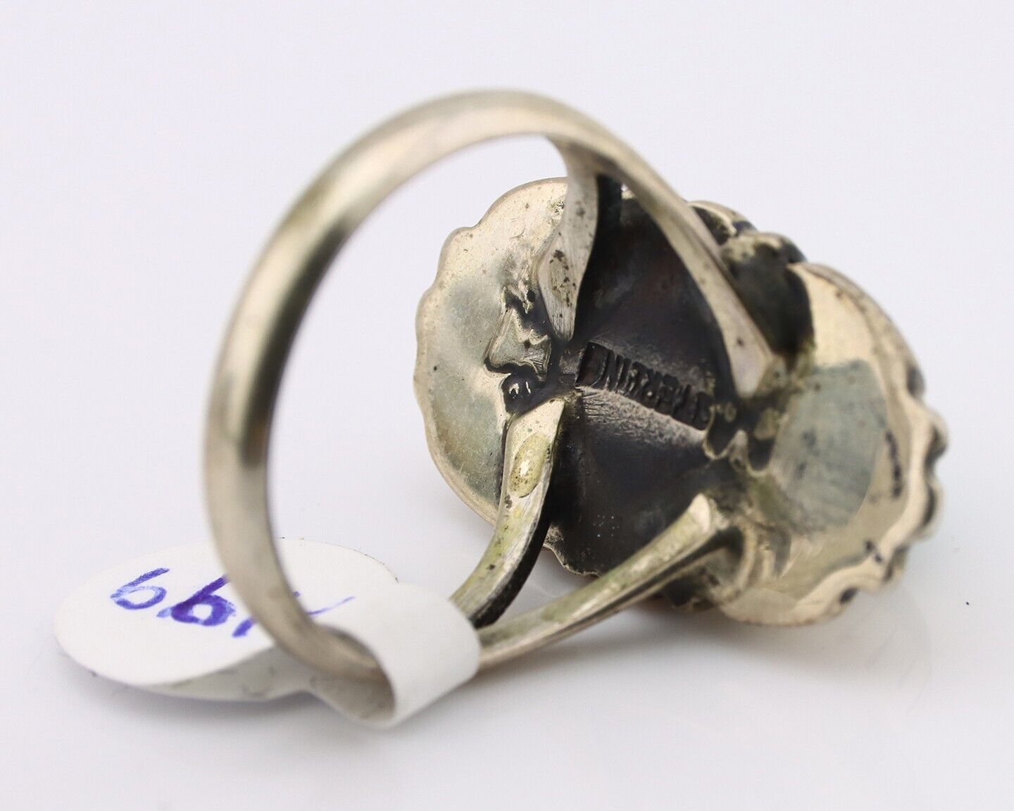 Navajo Ring 925 Silver Natural Turquoise Native Artist Signed M Montoya C.80's