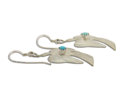 Navajo Thunderbird Earrings 925 Silver Natural Turquoise Native Artist C.80's