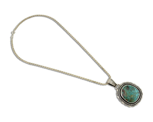 Navajo Necklace 925 Silver Natural Turquoise Artist Signed Mike Begay C.80's