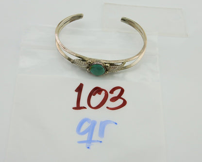 Navajo Cuff Bracelet Blue Turquoise 925 Silver Native Artist Signed BD C.80's