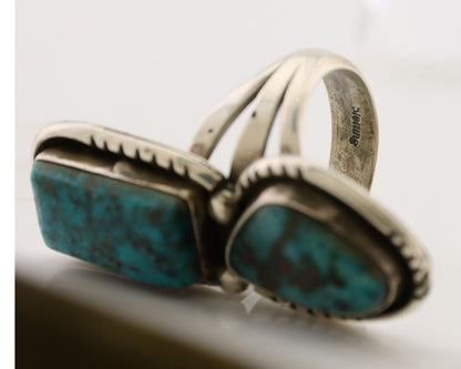 Navajo Handmade Ring 925 Silver Morenci Tuquoise Native American Artist C.80's