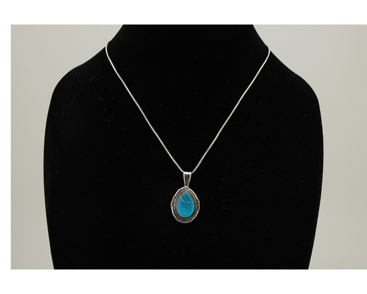 Navajo Necklace 925 Silver Natural Turquoise Artist Signed Mike Begay C.80's