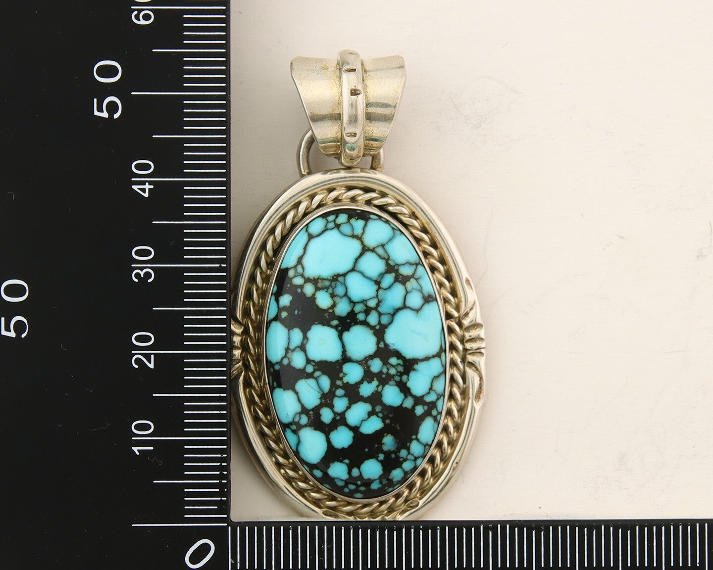 Navajo 925 Silver Spiderweb Pendant Turquoise Artist Signed Sun West C.80's